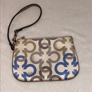 Coach Cream & Blue Wristlet